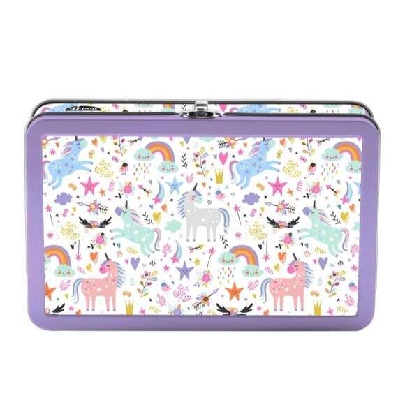 FIND IT Tin Pencil Box Colorful Unicorn with Snap Closure - Picture 1 of 4